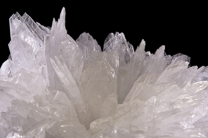 Cluster of white tabular celestine crystals from Hammam-Zriba in Tunisia