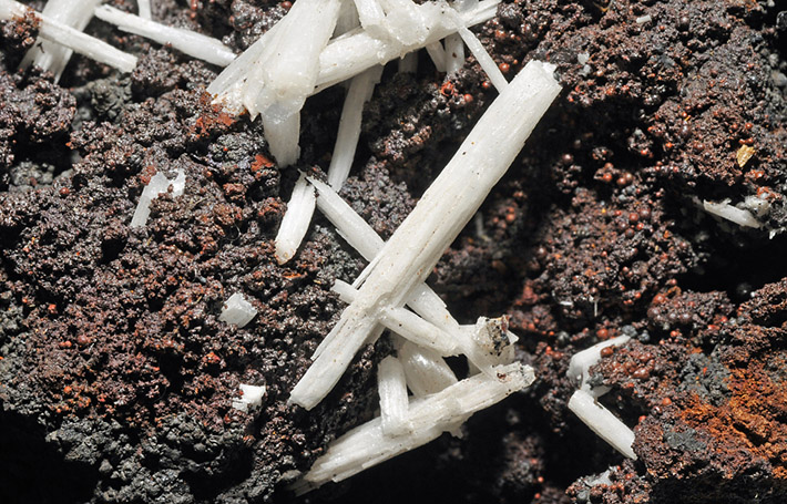 Needle shaped white cerussite from Broken Hill, Australia