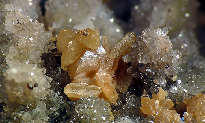 Orange cerussite crystals from Cinovec, Czech Republic