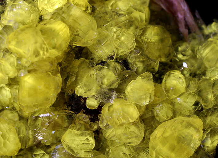 Yellow UV fluorescence of cerussite from Mibladen, Morocco