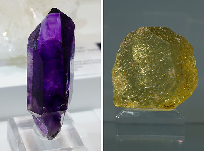 Amethyst from Goboboseb, Namibia and gemmy K-feldspar from Madagascar