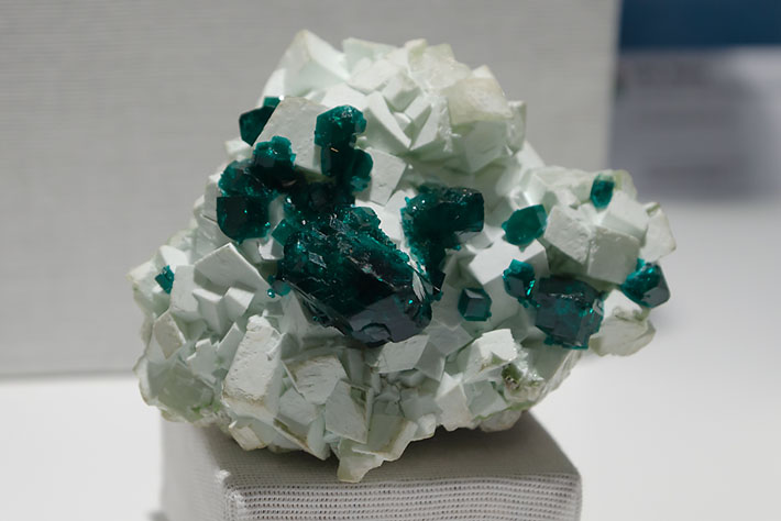 Dioptase and calcite from Tsumeb, Namibia