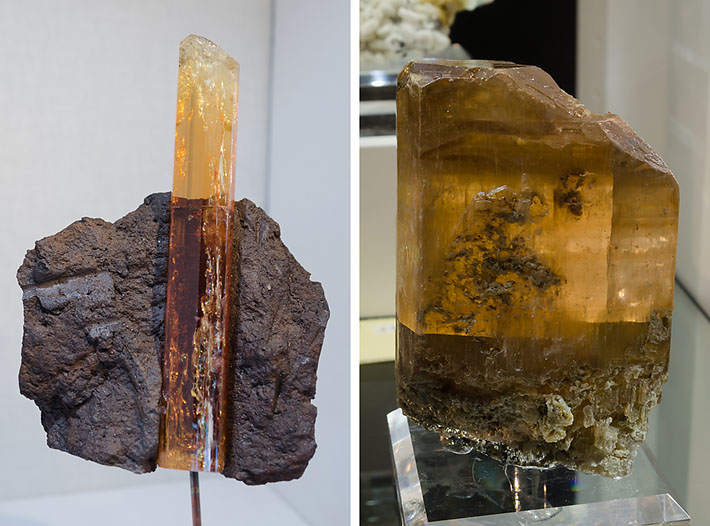 imperial topaz on matrix from Brazil and crystal of fosgenite from Sardinia, Italy