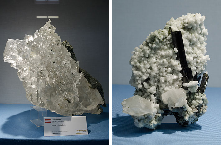 Skeletal quartz and epidote on albite from Hohe Tauern, Austria