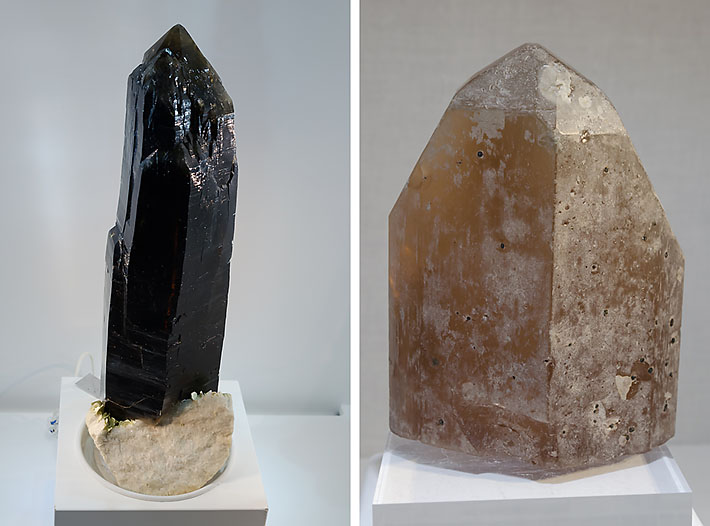 Dark smoky quartz and huge topaz from Volodarsk, Ukraine