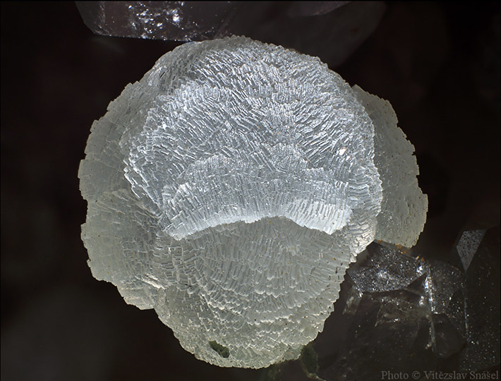 Ball made of tin prehnite crystals from Obri dul in Czech Republic